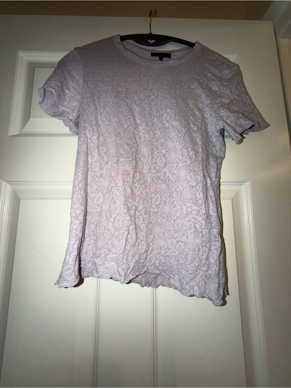 rag & bone Purple Floral Lace Crew Neck Short Sleeve T-Shirt, Size XS